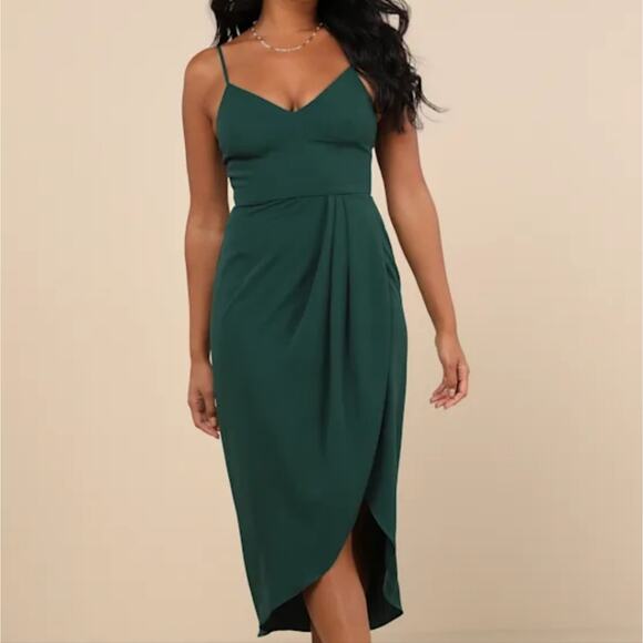 NEW Lulus Reinette Dark Green Sleeveless Midi Dress - Picture 3 of 16